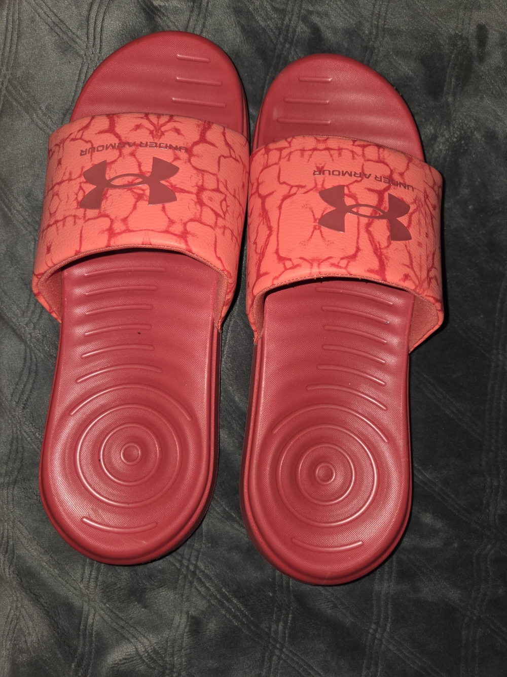 Mens Red Under Armor Slide Sandals